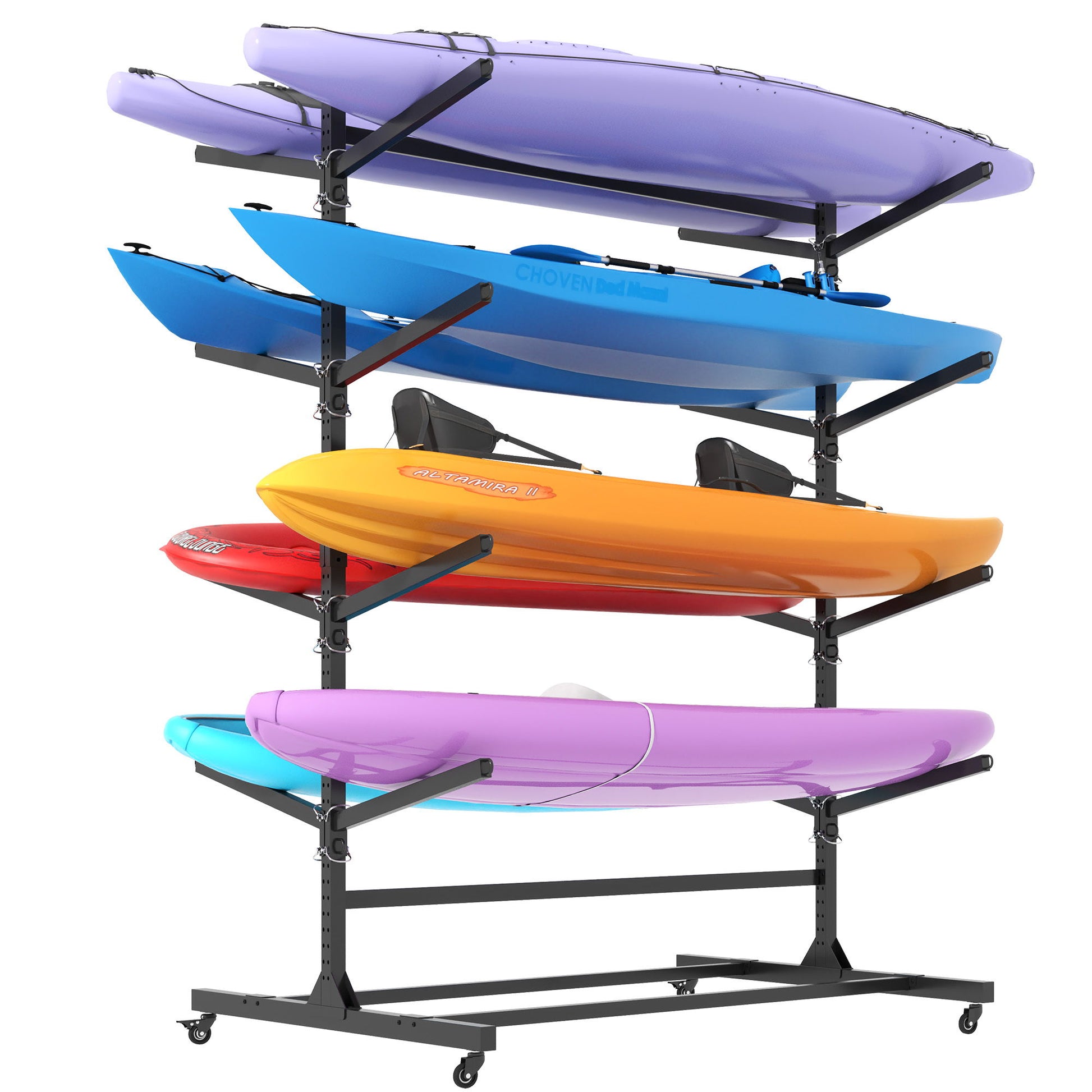 Freestanding Kayak Storage Rack With Lockable Wheels For Kayak, Canoe, Sup & Surfboard Daily Nest