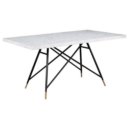 Gabrielle - Rectangular Marble Top Dining Table - White