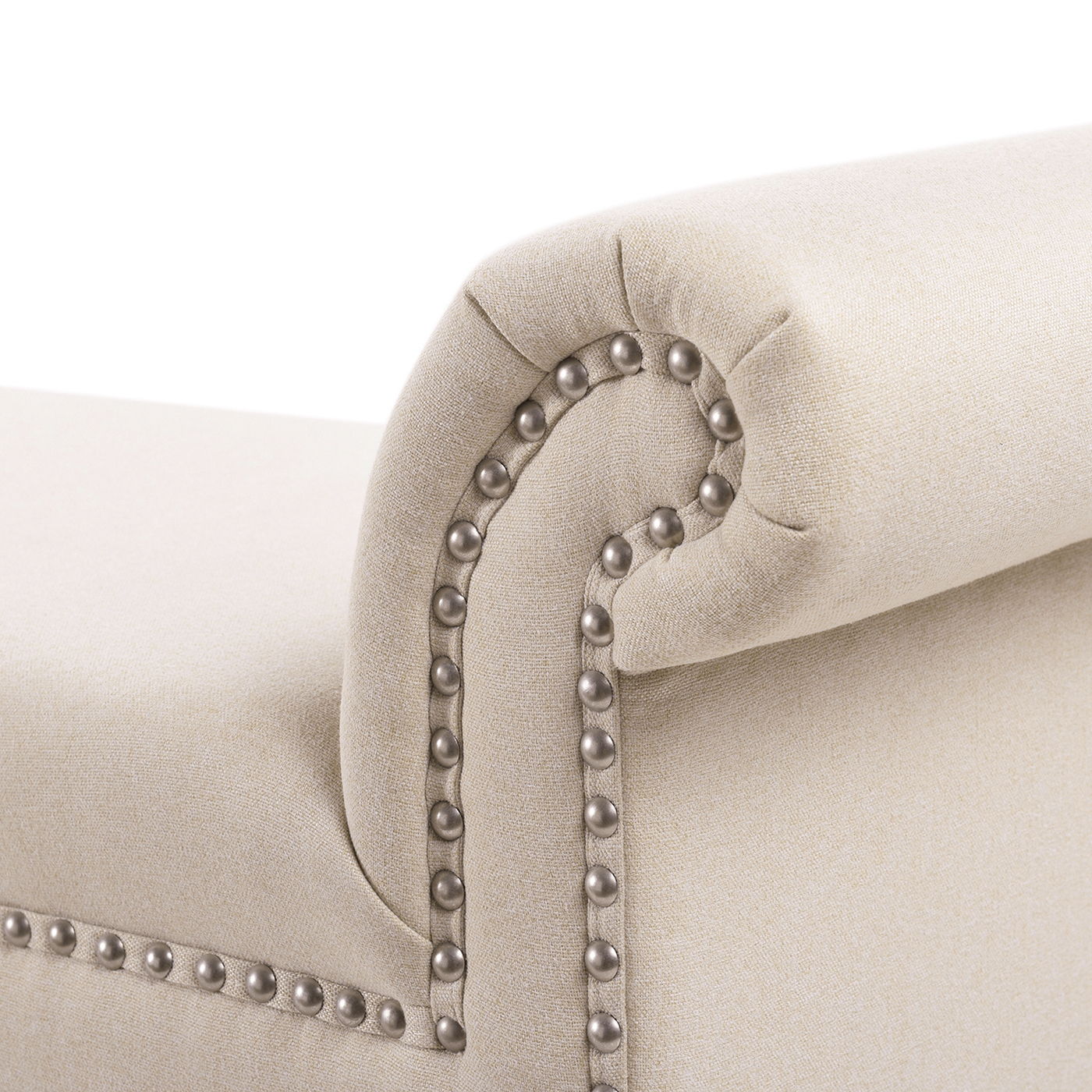 Kathy - Roll Arm Entryway Accent Bench - Sky Neutral Beige Jennifer Taylor Home