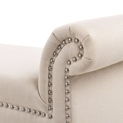 Kathy - Roll Arm Entryway Accent Bench - Sky Neutral Beige Jennifer Taylor Home