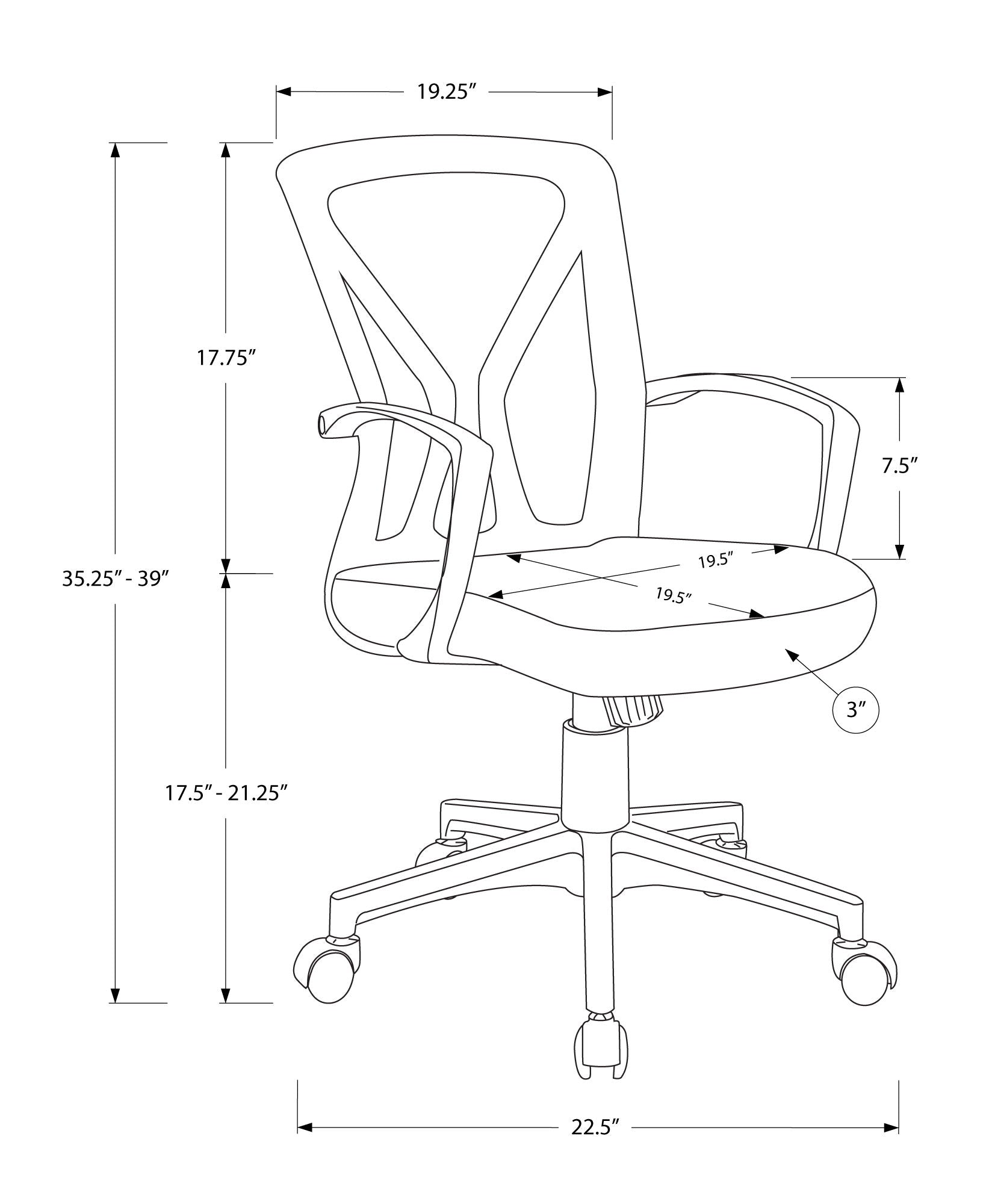 Office Chair, Adjustable Height, Swivel, Ergonomic, Mesh, Contemporary & Modern 8th Street