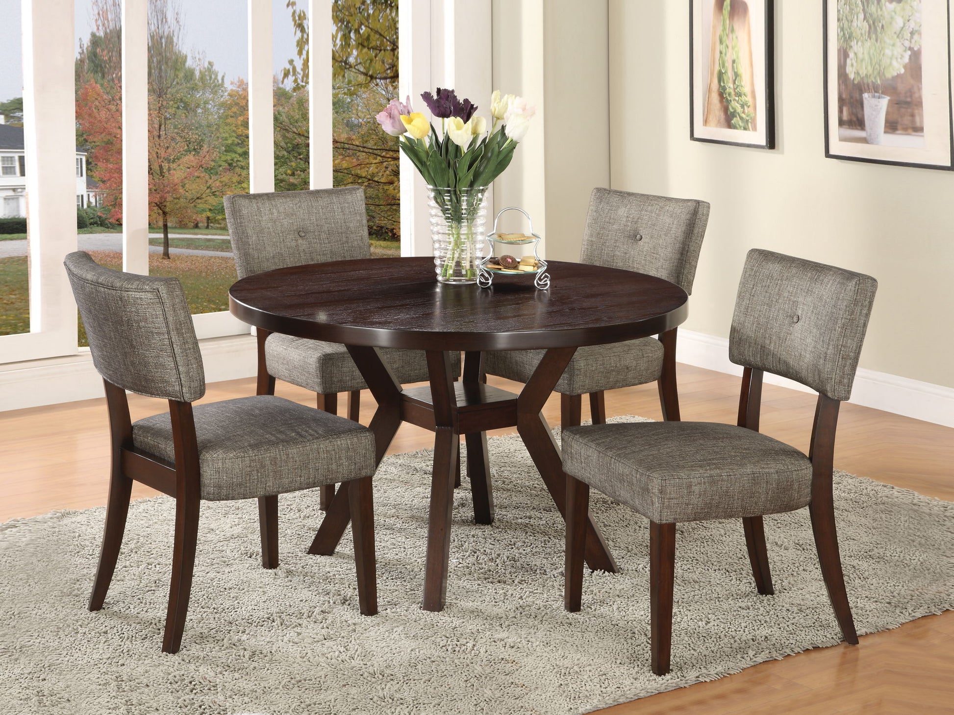 Drake - 5 Pieces Dining Room Set - Espresso / Gray Acme