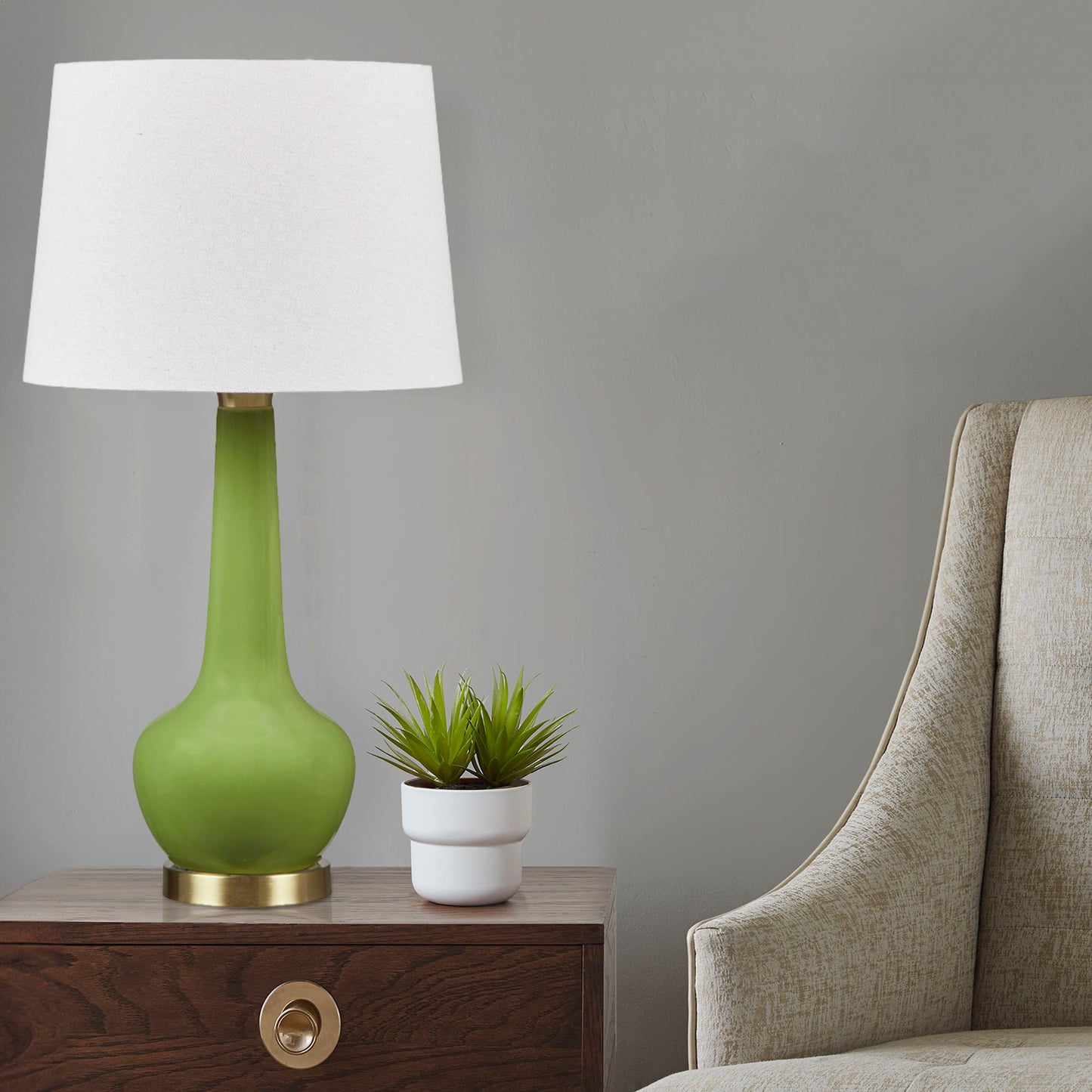 Zazie - Ceramic Genie Table Lamp - Green