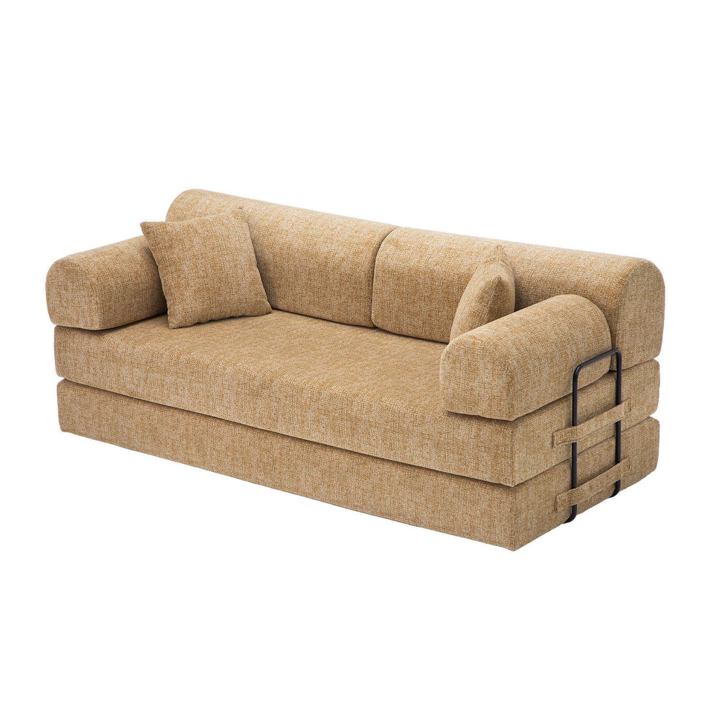 Modern 2 Tone Fabric Convertible Sleeper Sofa Bed Home Essentials