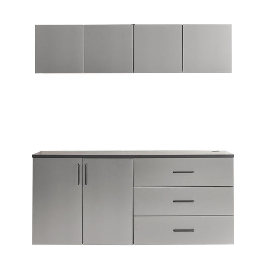 Astro Series - Garage Cabinet Set C With Soft Closing Drawers - Metallic Gray Daily Nest