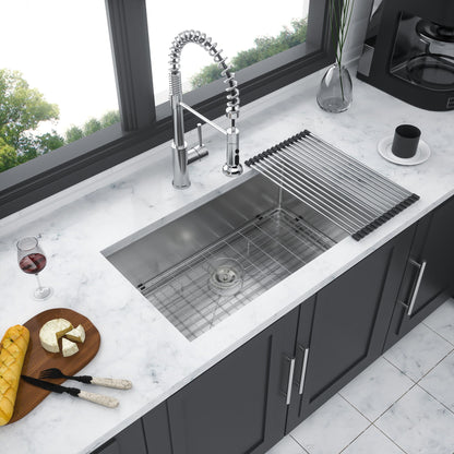 Modern Undermount Stainless Steel Kitchen Sink 16 Gauge, Deep Single Bowl Daily Nest