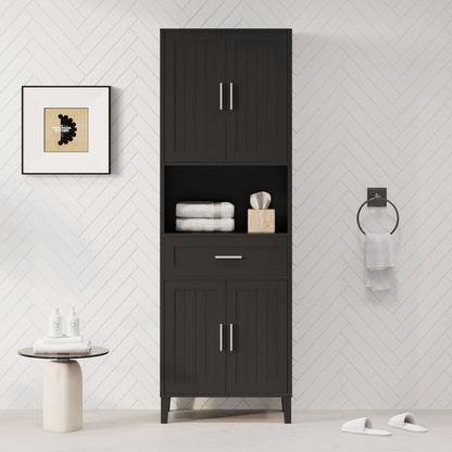 Freestanding Tall Bathroom Cabinet With Soft Close Doors And Adjustable Shelves Hearth and Haven