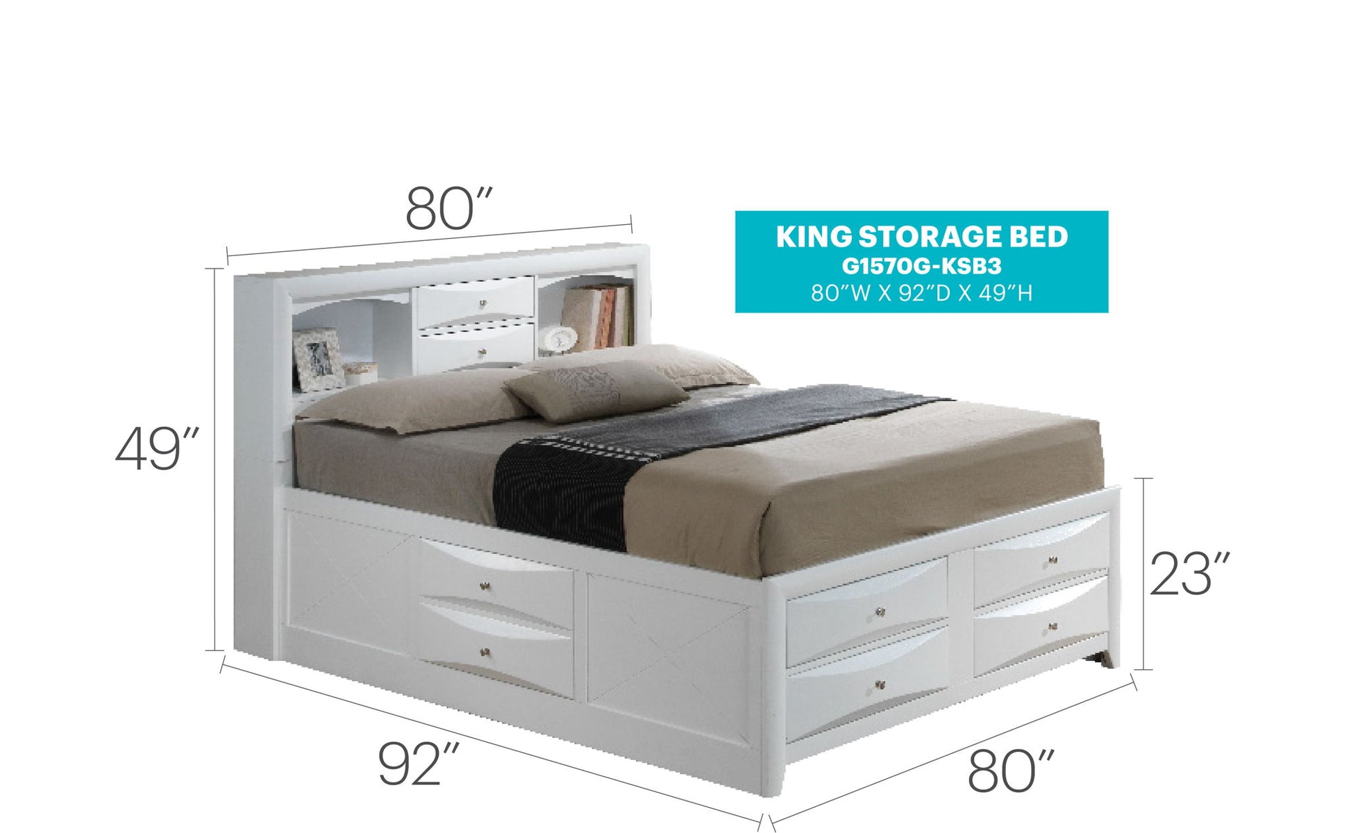 Modern Design Storage Bed With Bookcase Headboard Glory Furniture