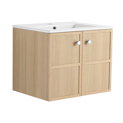 Wall Mounted Bathroom Vanity With Ceramic Sink And 2 Soft Closing Doors Home Essentials