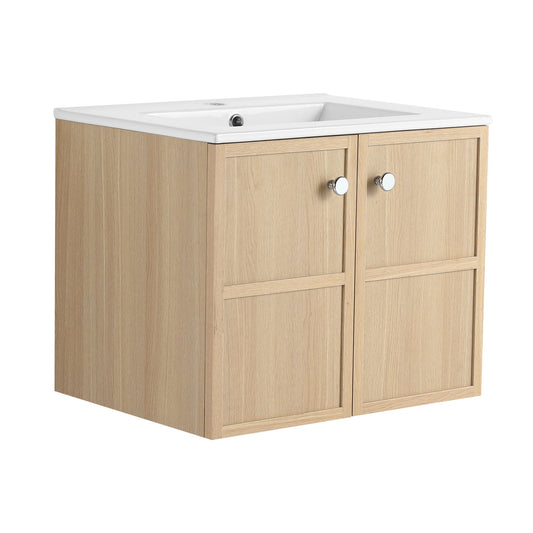 Wall Mounted Bathroom Vanity With Ceramic Sink And 2 Soft Closing Doors Home Essentials