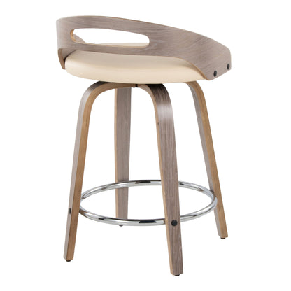 Cassis - Mid Century Modern Fixed Height Counter Stool With Swivel With Round Footrest (Set of 2) Lumi Source