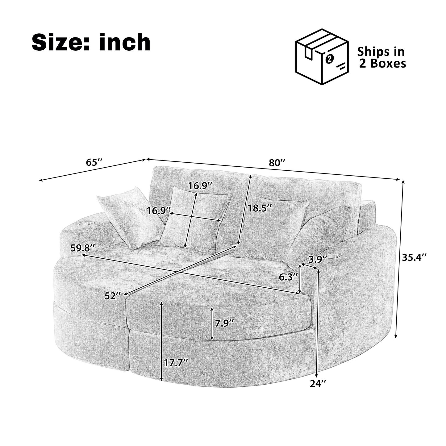 Boneless Design Upholstered Sofa Bed With Cup Holders Hearth and Haven