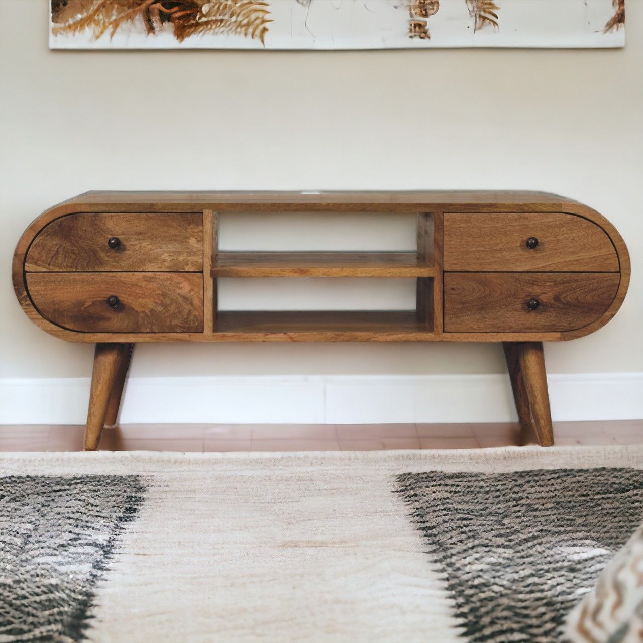 Circular Media Unit With 2 Open Slots Artisan Furniture