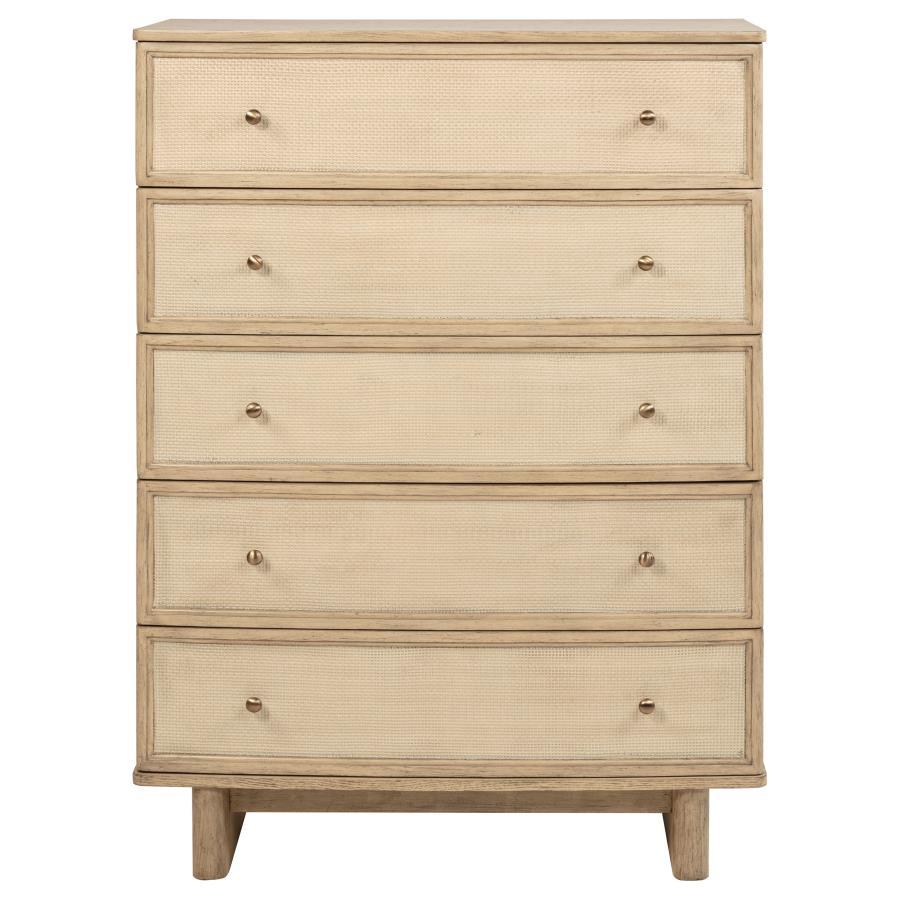 Kailani - 5-Drawer Bedroom Chest Of Drawers - Beige Oak Coaster Fine Furniture
