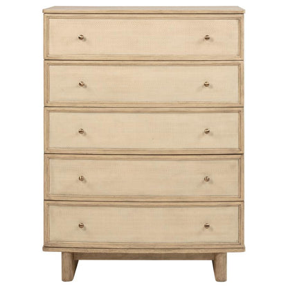 Kailani - 5-Drawer Bedroom Chest Of Drawers - Beige Oak Coaster Fine Furniture