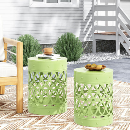 Outdoor Metal S/2 End Table Noble House