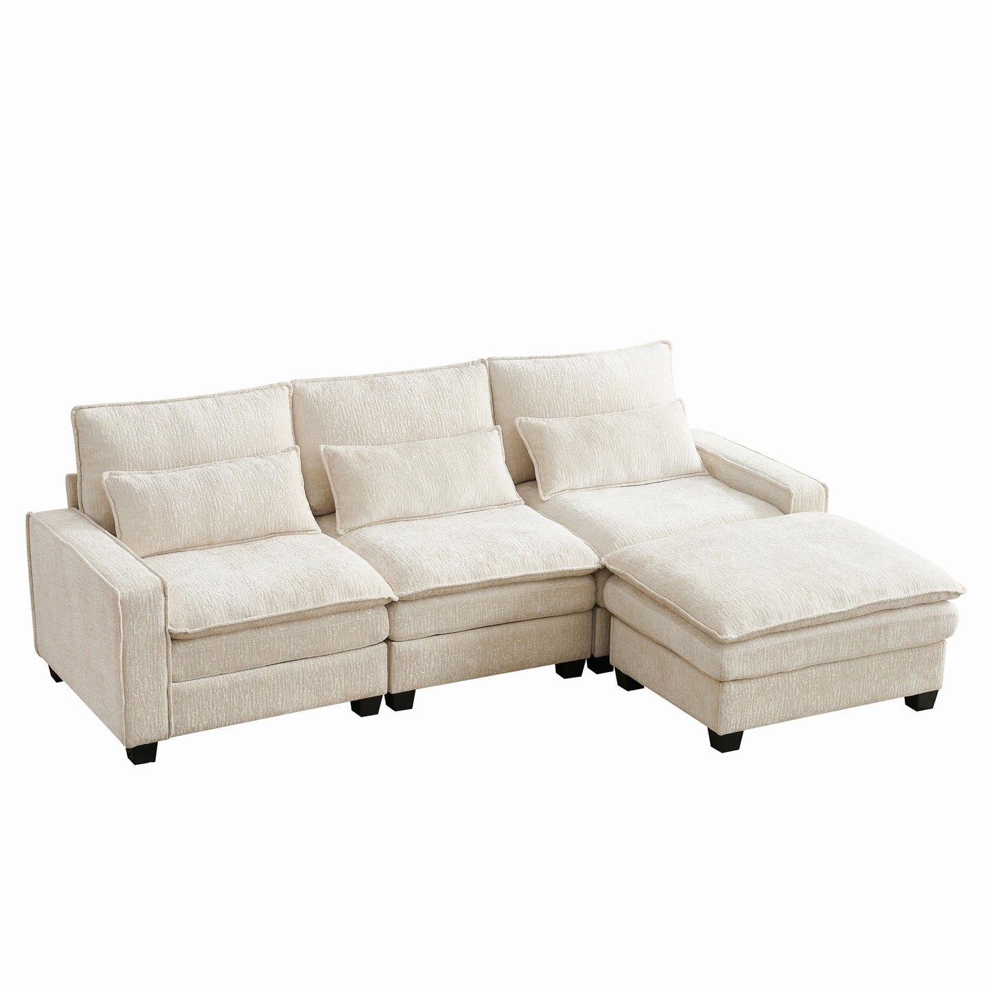 Modern Comfy Chenille L Shaped Sectional Sofa With Movable Ottoman Home Essentials