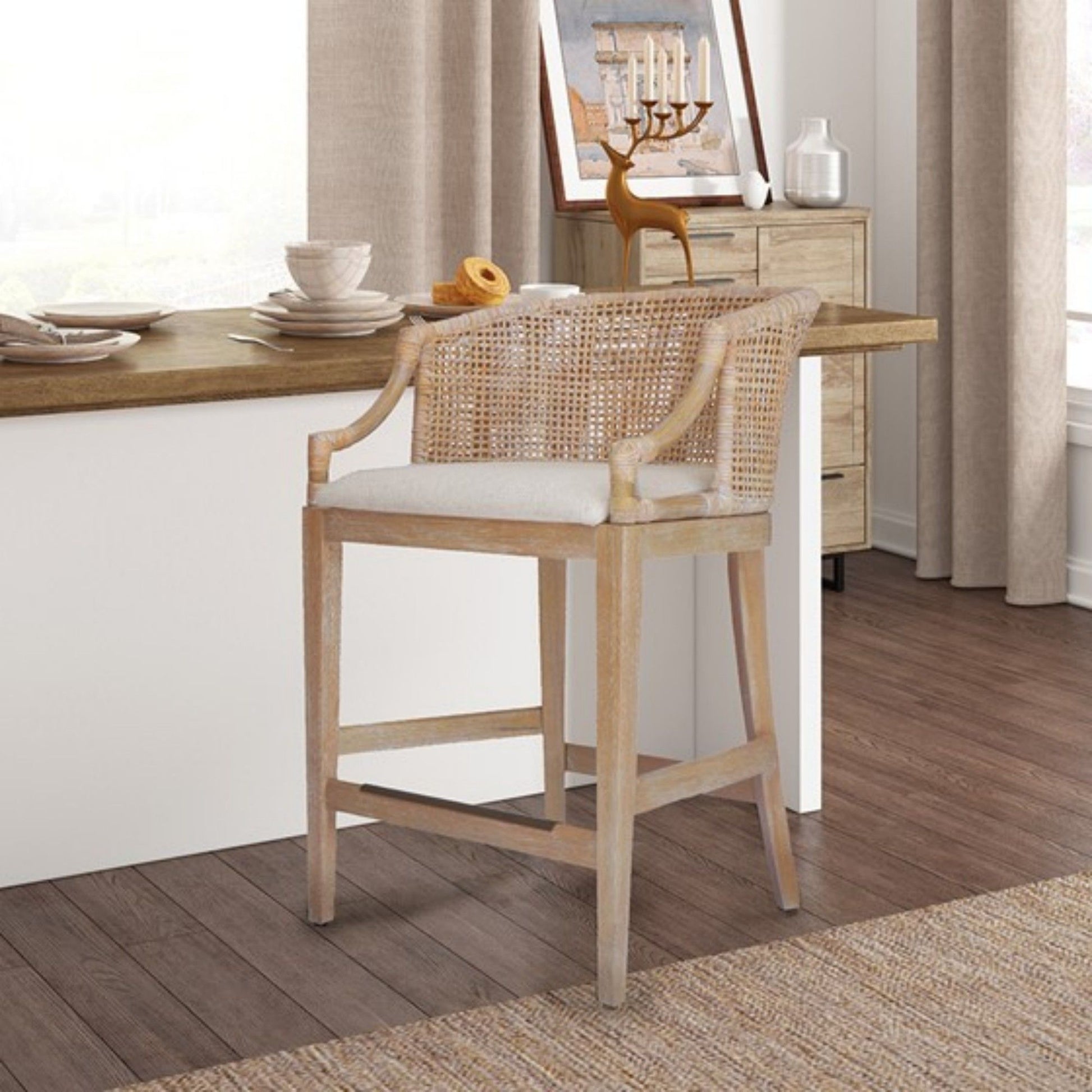 Casual Handcrafted Rattan Counter Stool JLA