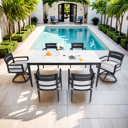 Modern Outdoor Patio Dining Set With Table And Chairs With Sunbrella Cushions Life Outside