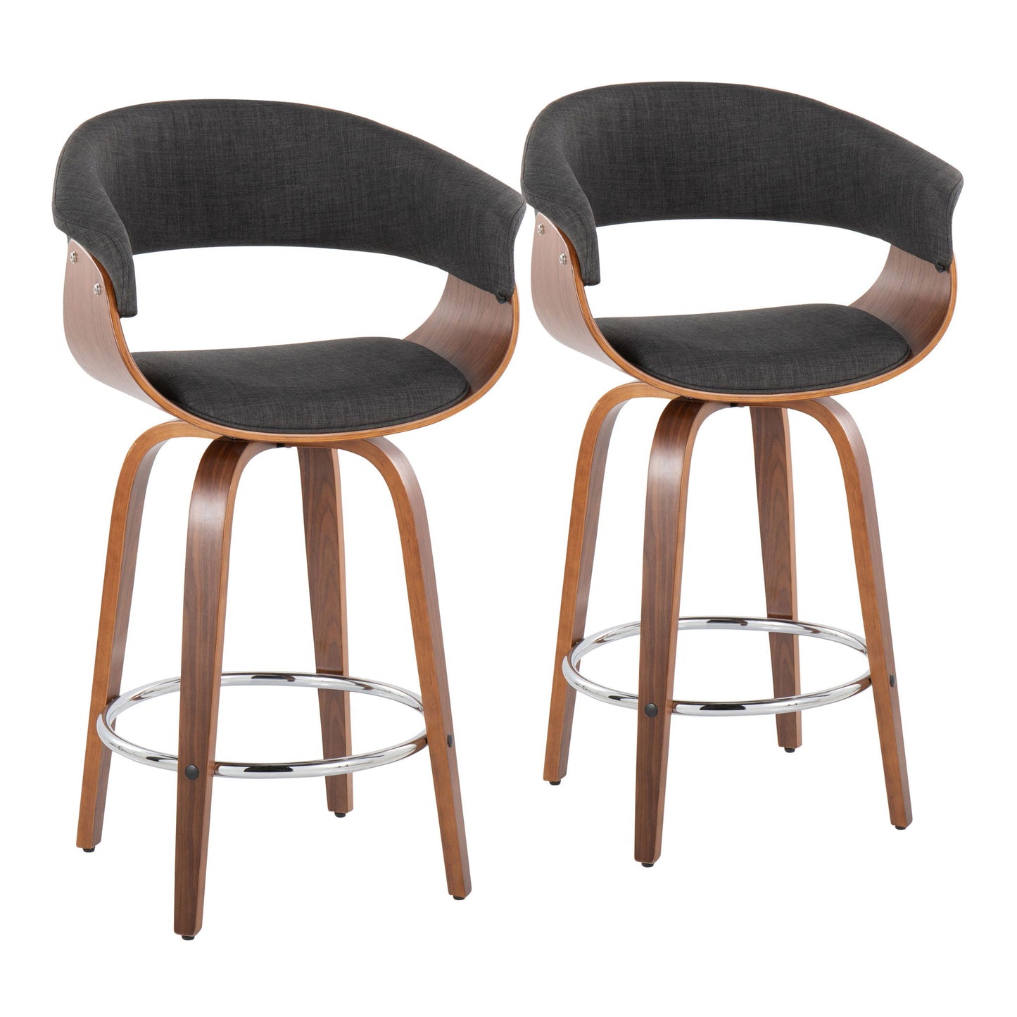 Vintage Mod - Mid Century Modern Fixed Height Counter Stool With Swivel With Round Footrest (Set of 2) Lumi Source