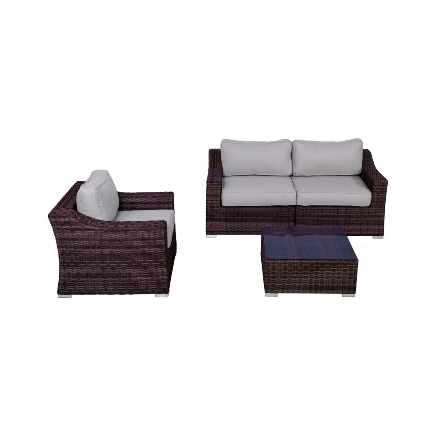 Outdoor Wicker Conversation Set With Cushions, All Weather LSI Patio Furniture