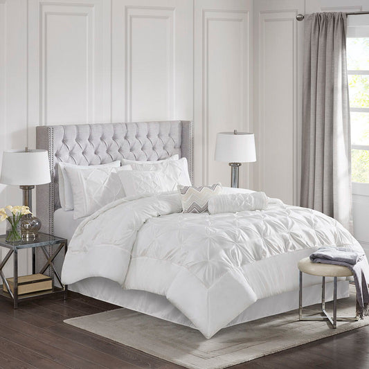 Laurel - 7 Piece Tufted Comforter Set - White Madison Park
