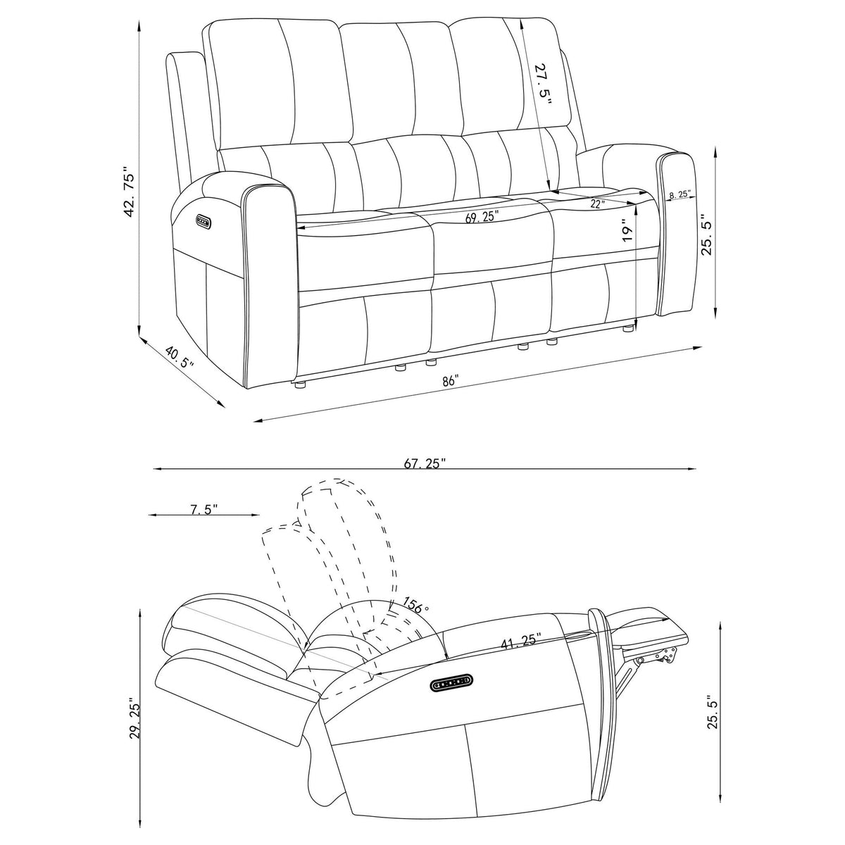 Boyce - Triple Power Reclining Sofa With Independent Headrest Furniture Max