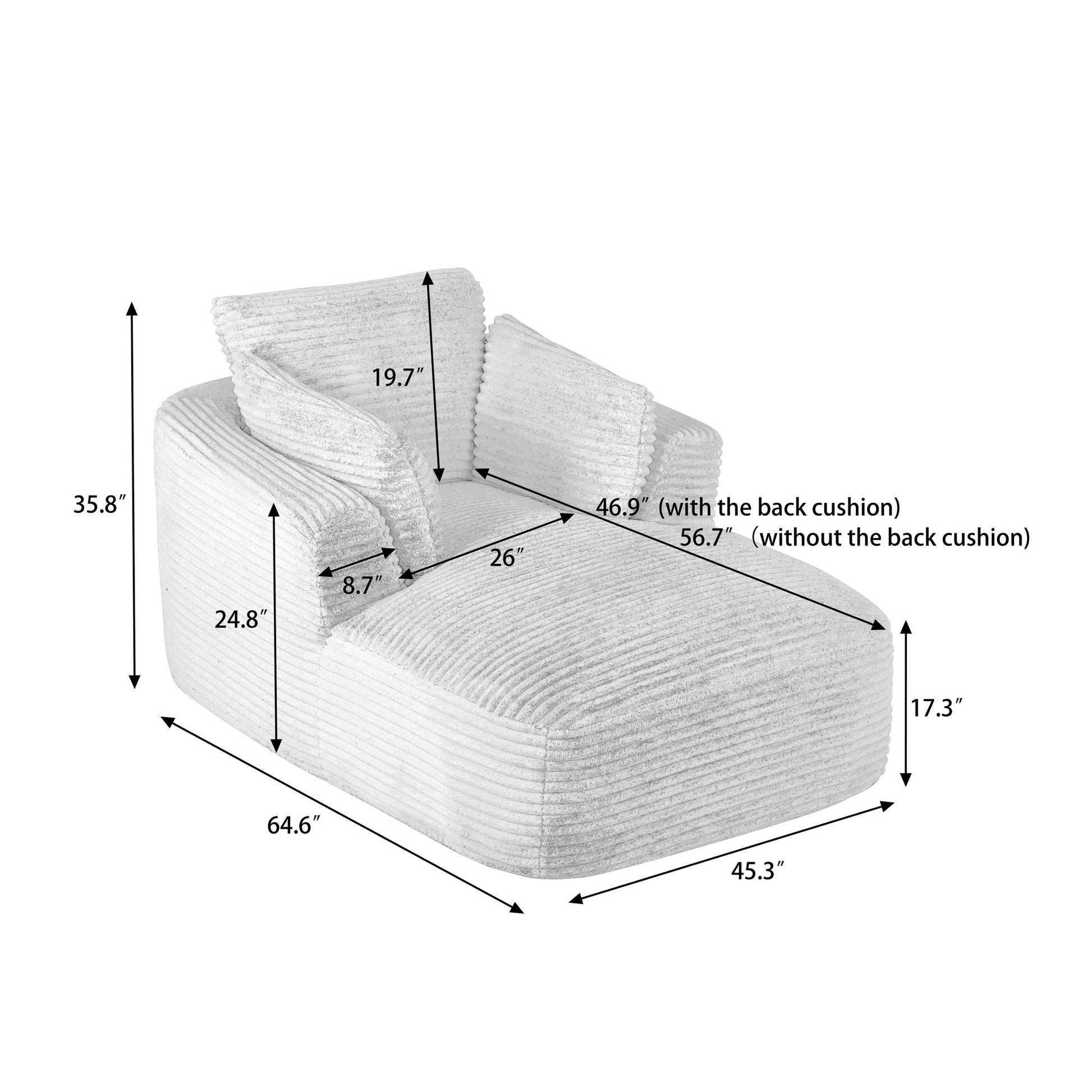 Oversized Chaise Lounge Chair Indoor - Black Home Essentials