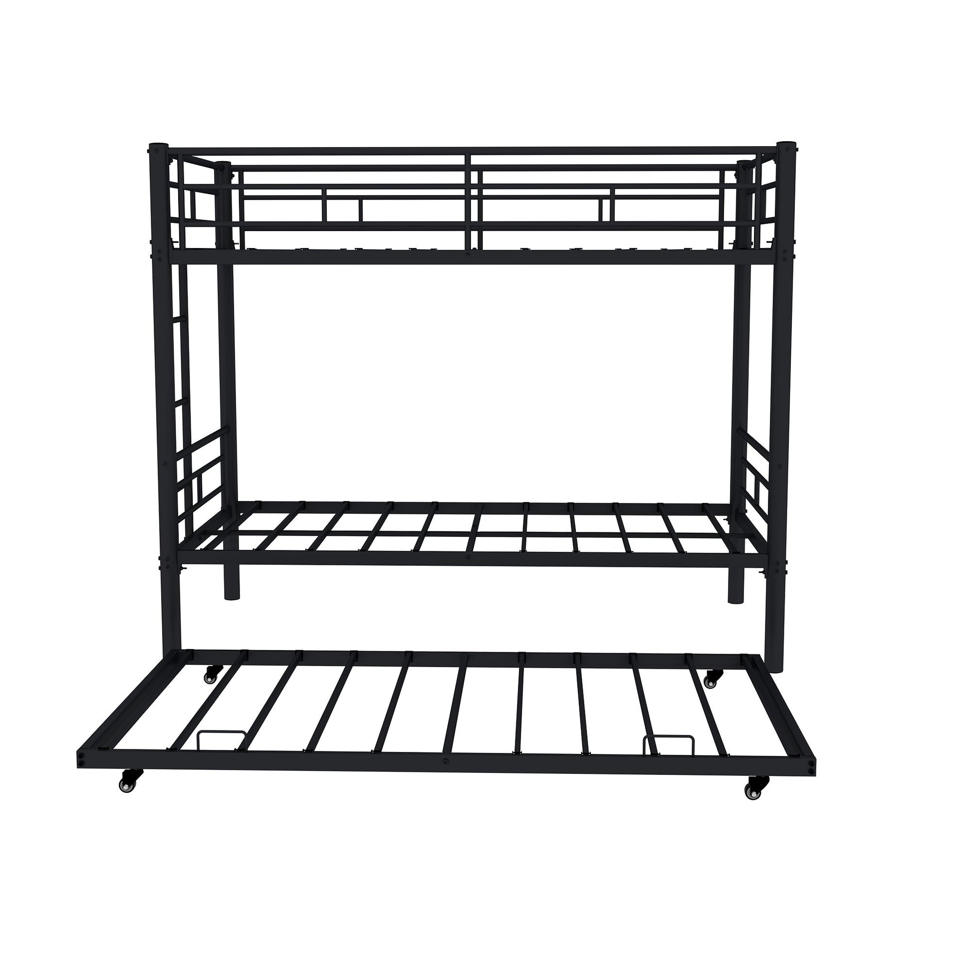 Metal Bunk Bed For Kids, Convertible Bedframe With Ladders & Guardrail Home Essentials
