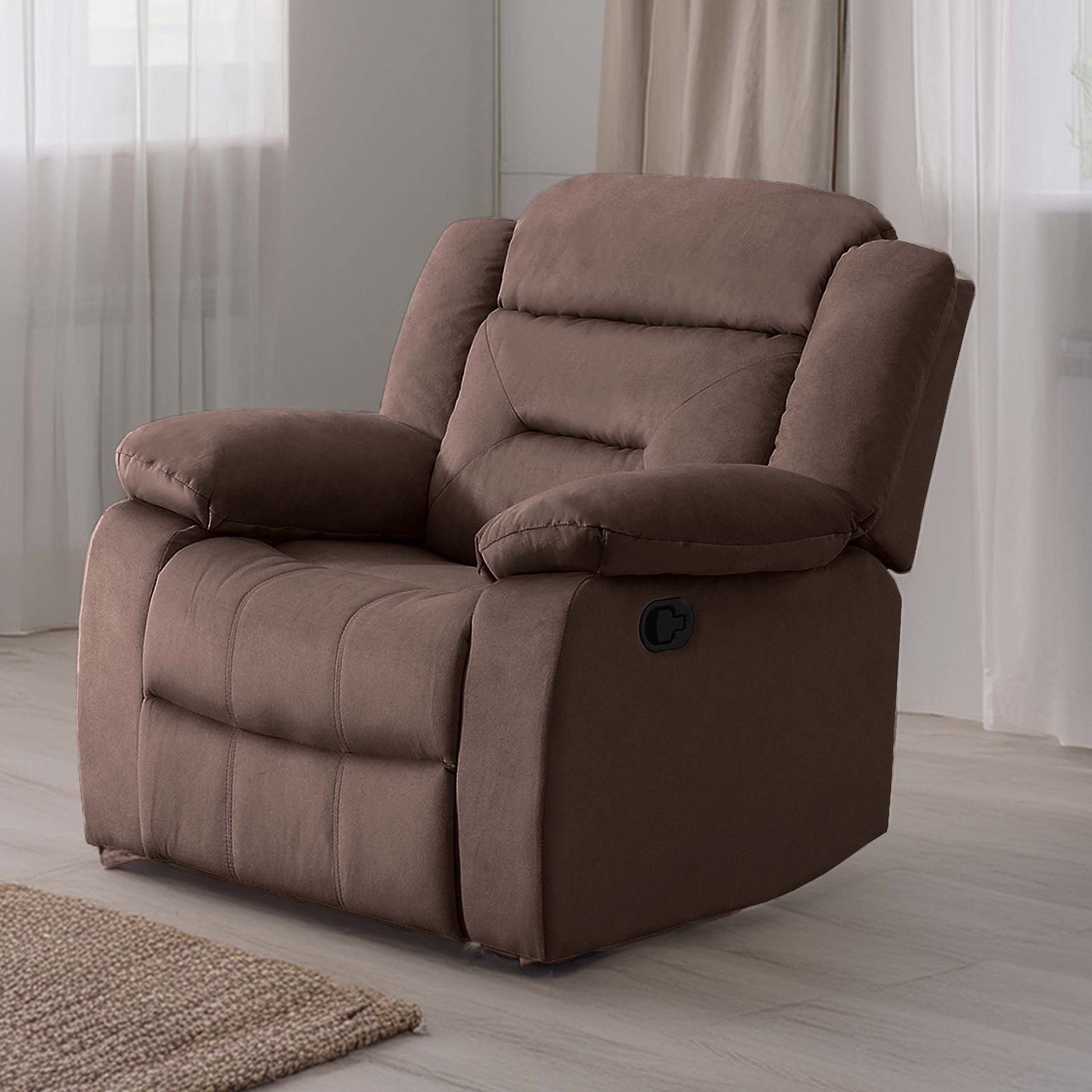 Modern Manual Recliner With Padded Seat And Pillow Arms Home Essentials