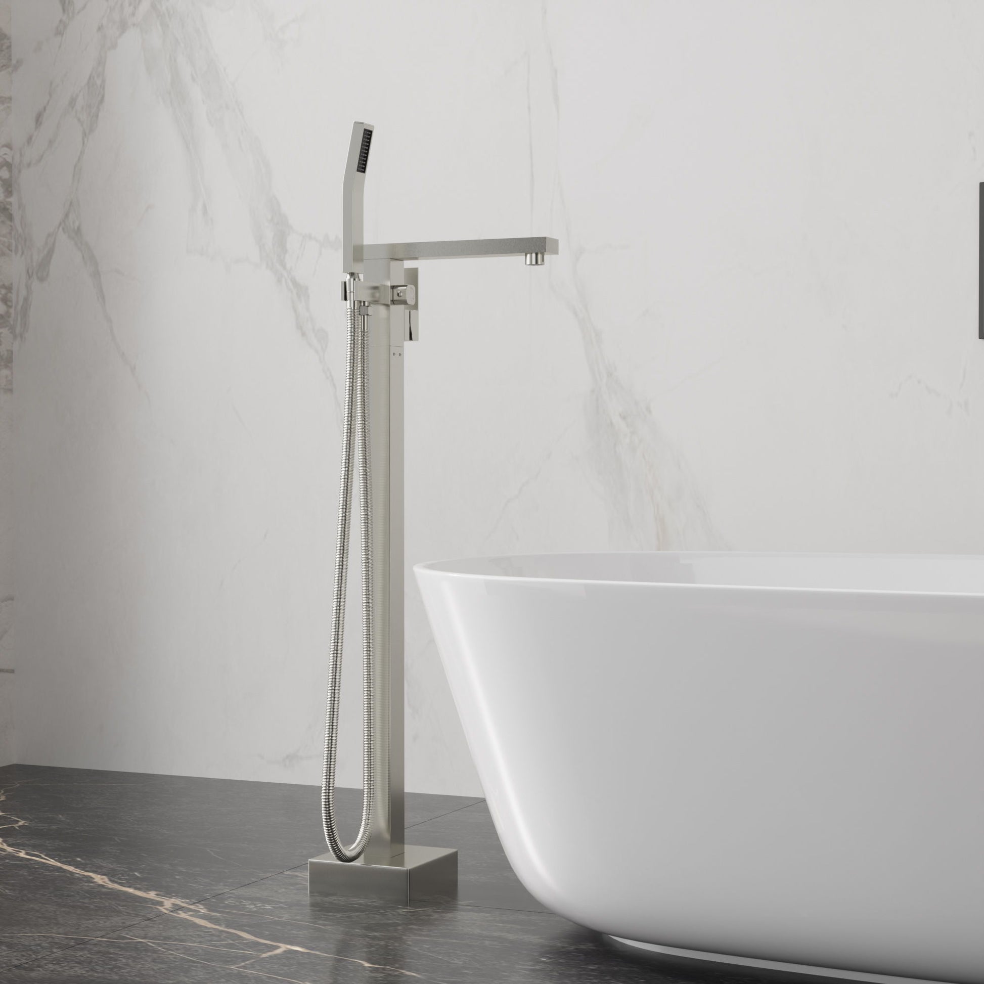 Freestanding Bathtub Faucet With Waterfall Tub Filler And Hand Shower Daily Nest