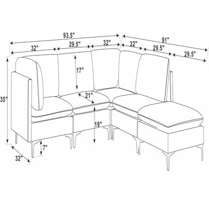 Upholstered Modular Sectional & Tall Legs Home Essentials