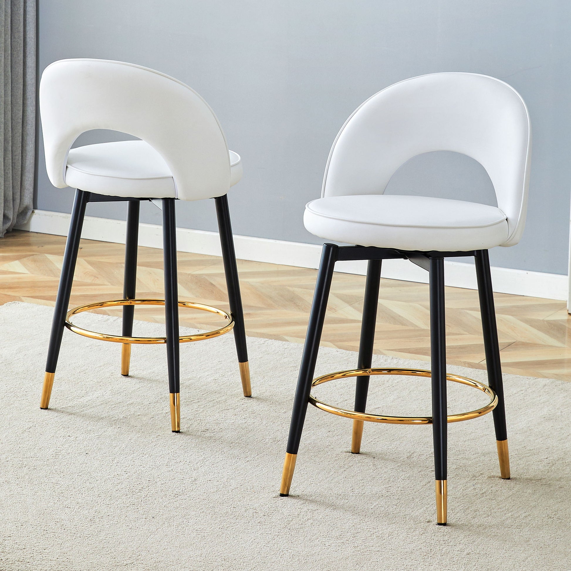 Upholstered Rotatable Bar Chair With Metal Legs For Dining Room Home Essentials