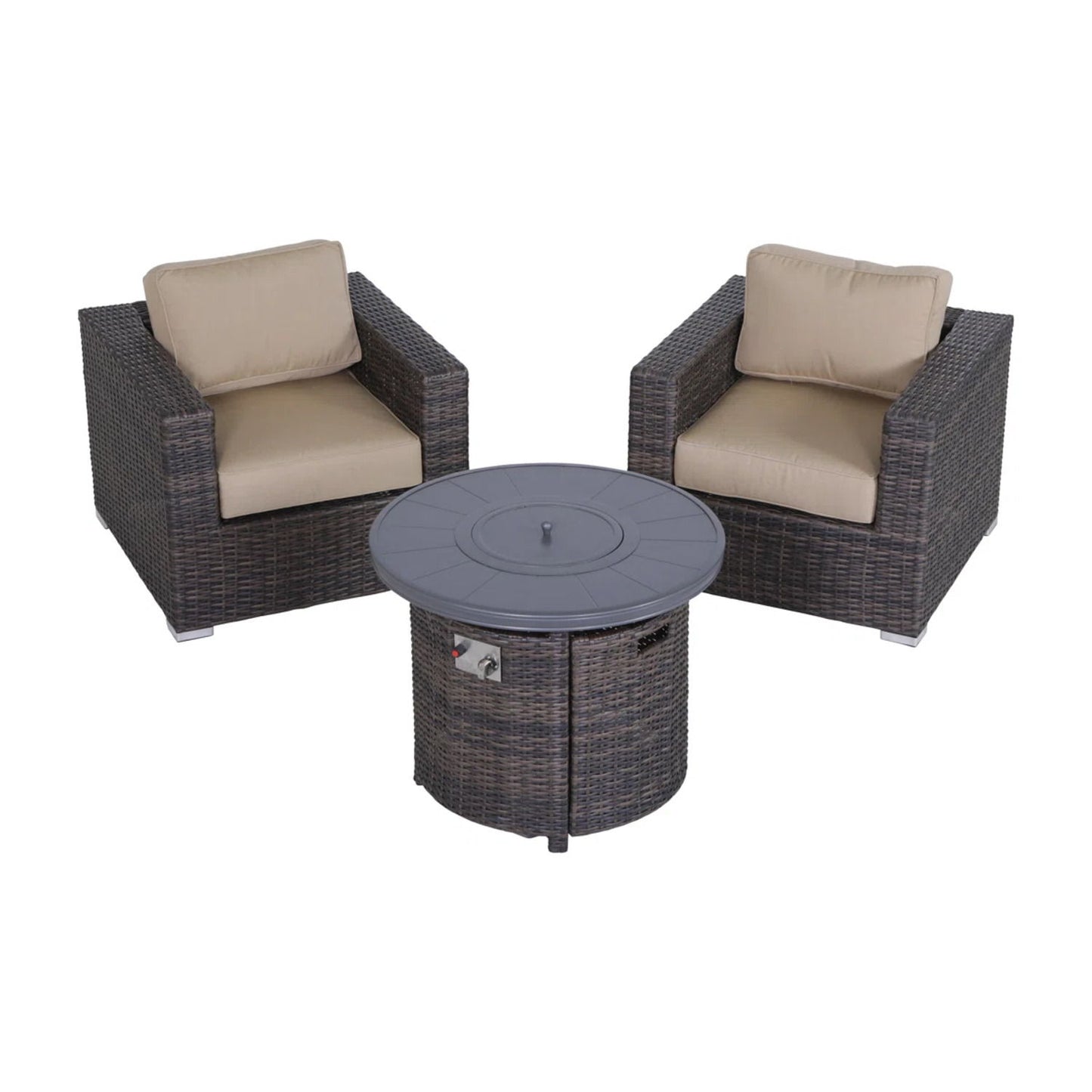 Rattan Patio Set With Comfortable Cushions And Fire Pit LSI Patio Furniture