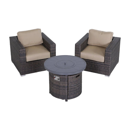 Rattan Patio Set With Comfortable Cushions And Fire Pit LSI Patio Furniture
