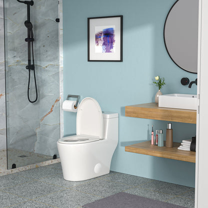 1 Piece Toilet, Dual Flush, Soft Closing Seat - White Daily Nest