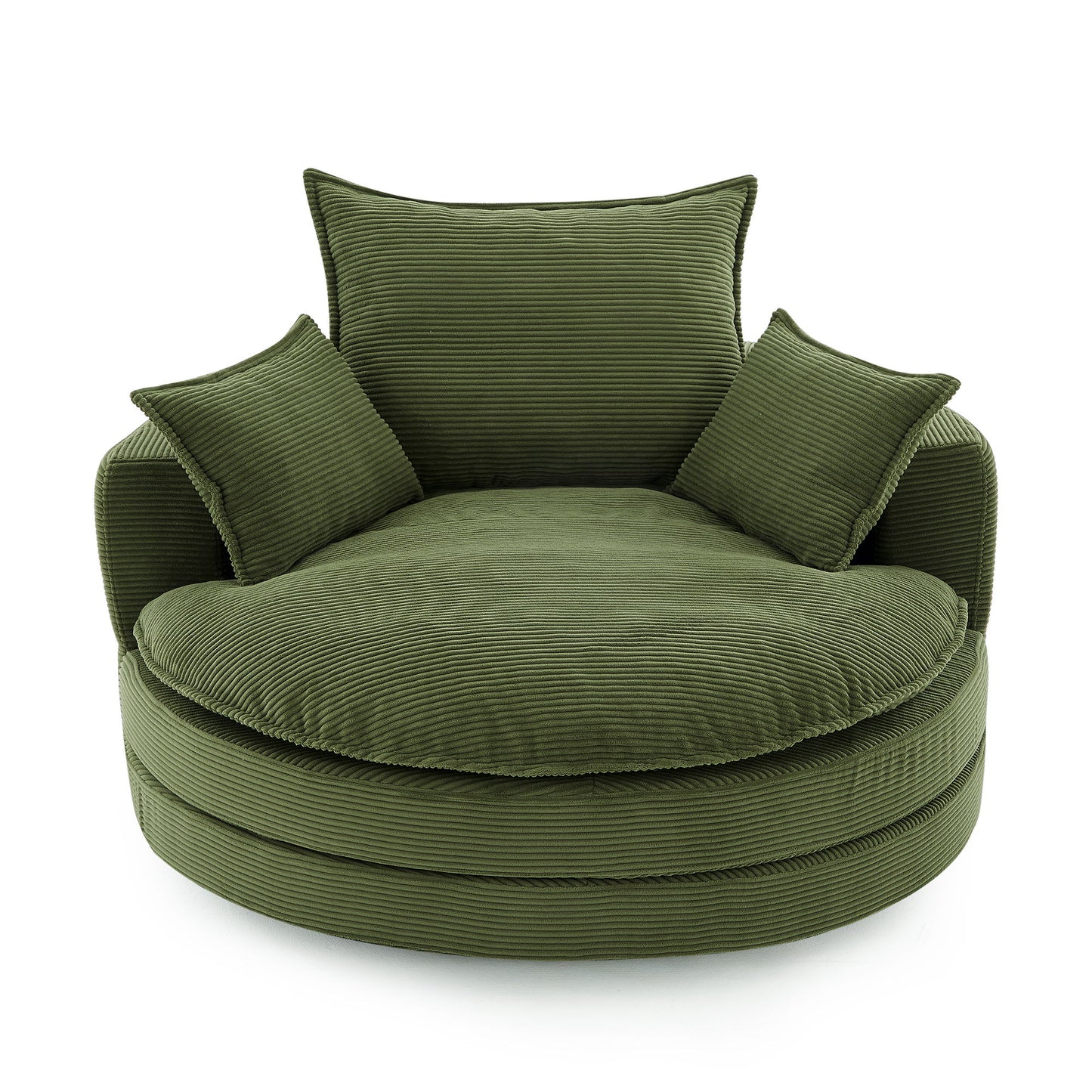 360° Swivel Accent Barrel Chair With Dual Layer Cushion And 3 Removable Pillows Hearth and Haven