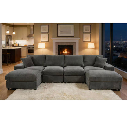 Sectional Sofa With 2 Ottomans And Toss Pillows Home Essentials