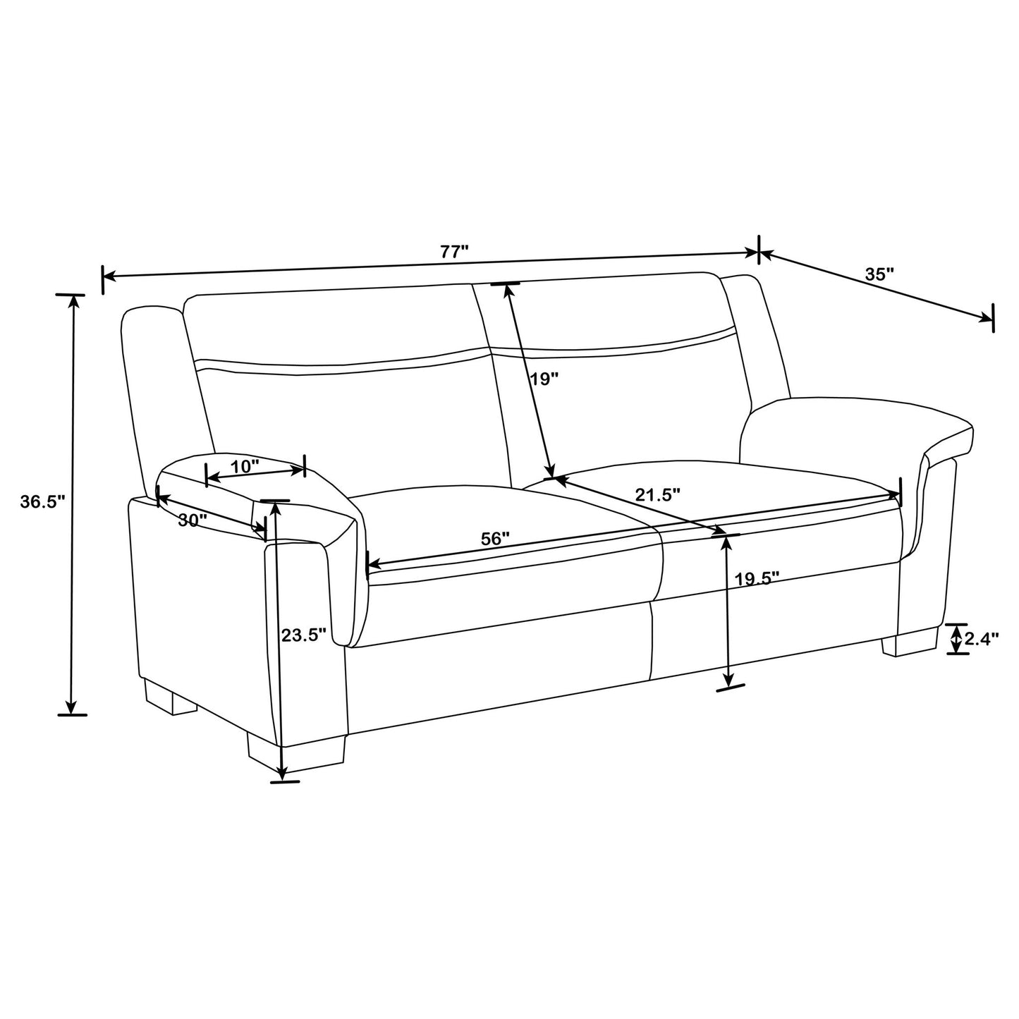 Hawthorne - Sofa With Top Arms Lounge Furniture - Gray Furniture Max