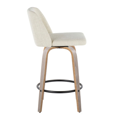 Toriano - Contemporary Fixed Height Counter Stool Swivel & Round Footrest (Set of 2) Lumi Source
