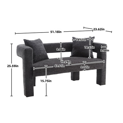 Modern Chenille Loveseat Sofa, Comfy Upholstered 2 Seater Home Essentials