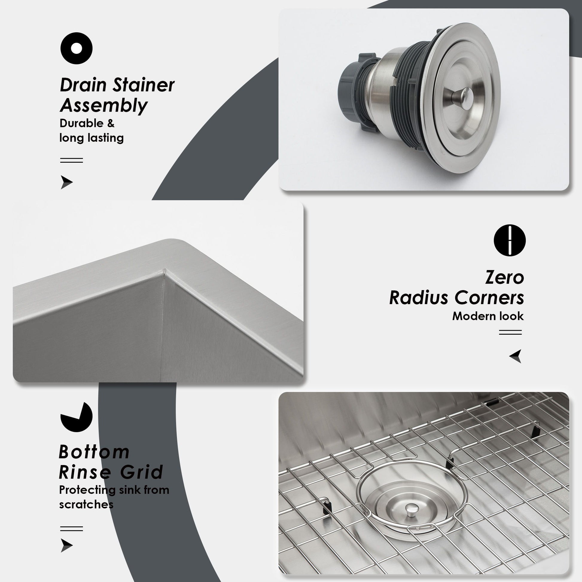 Modern Style Undermount Sink With Stainless Steel, Deep Single Bowl Daily Nest