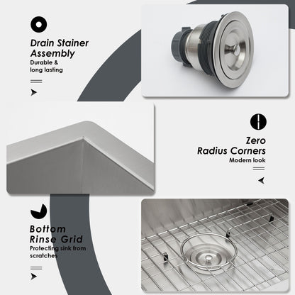 Modern Style Undermount Sink With Stainless Steel, Deep Single Bowl Daily Nest