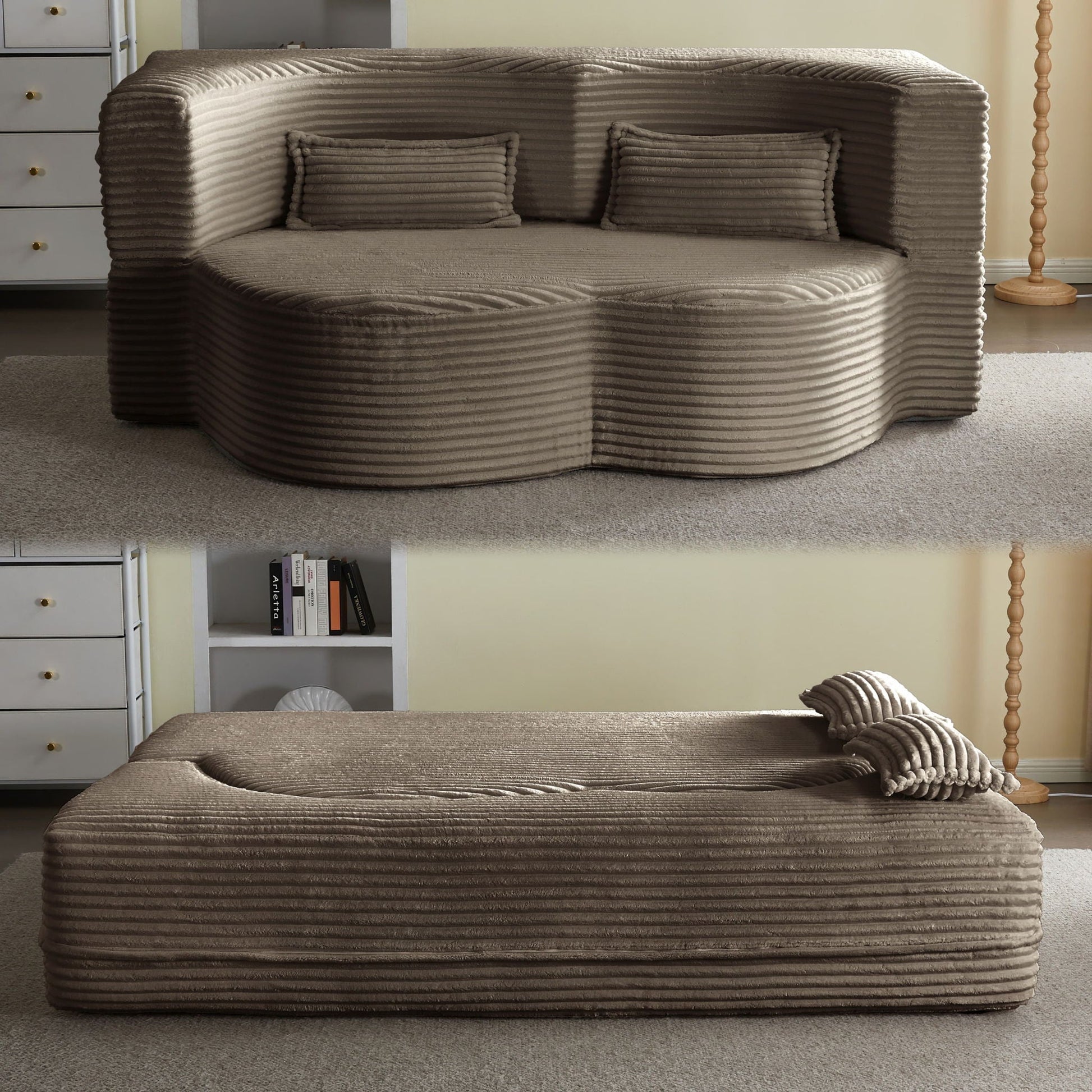 Floor Convertible Sleeper Sofa Bed With 2 Pillows Home Essentials