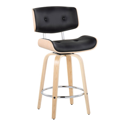 Lombardi - Mid Century Modern Fixed Height Counter Stool With Swivel With Round Footrest (Set of 2) Lumi Source