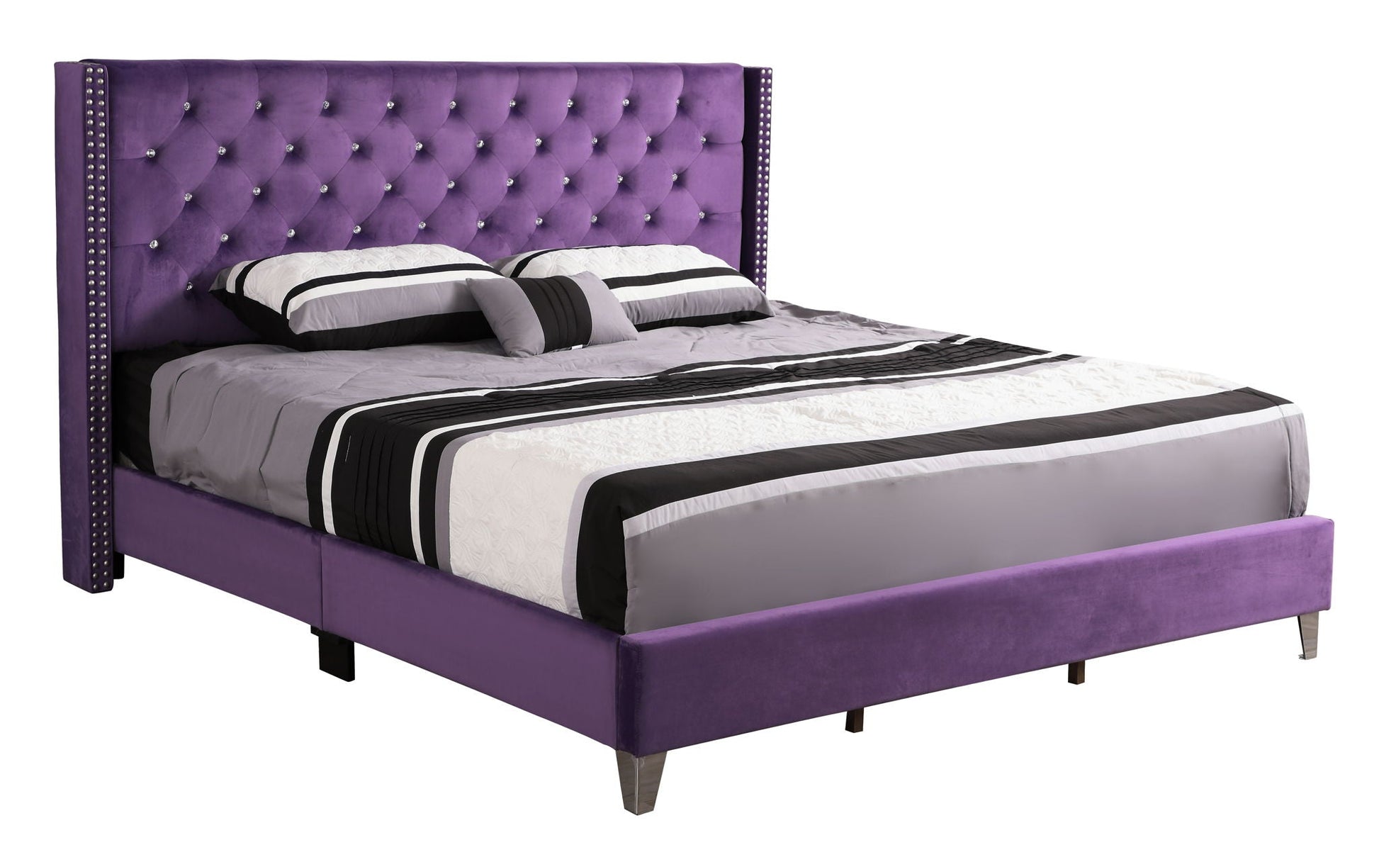 Upholstered Nailhead Trim Chic Bed Glory Furniture