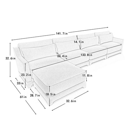 Stylish Sofa With Ottoman And Lumbar Pillows, Ergonomic Design Home Essentials