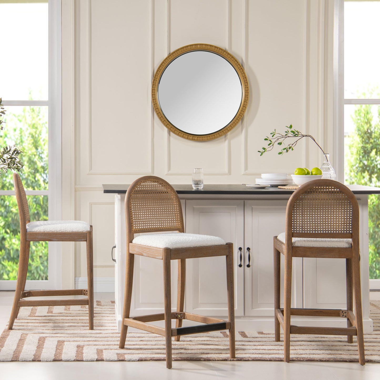 Panama - Curved Back Cane Counter Stool (Set of 2) Jennifer Taylor Home