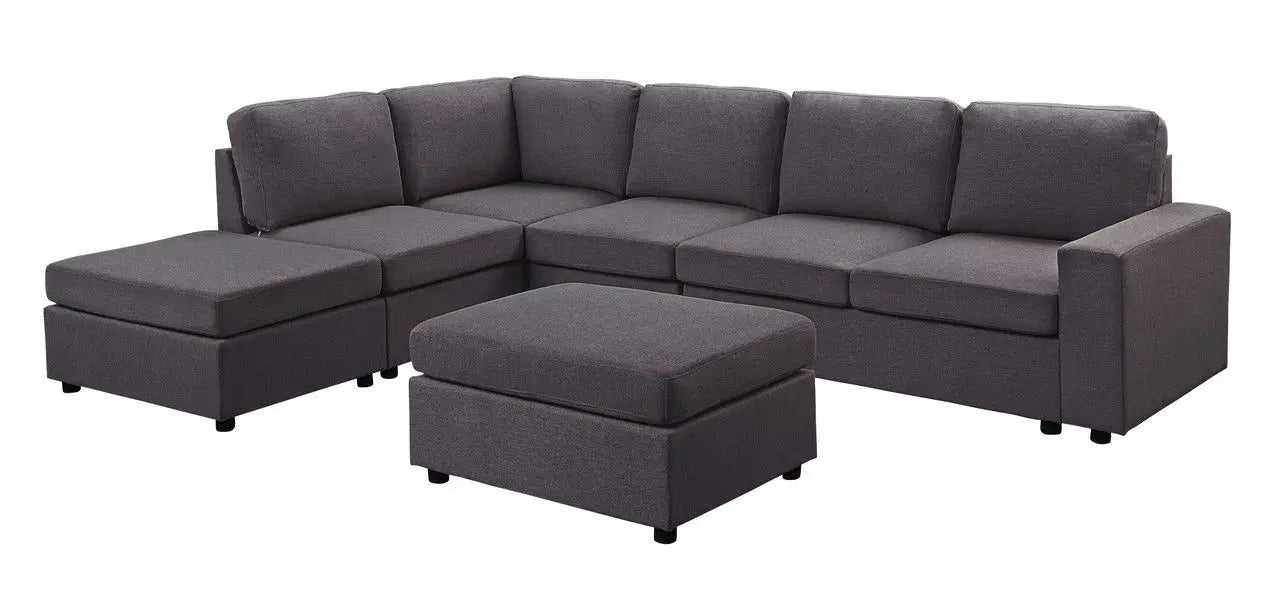 Cassia - 7 Seat Reversible Modular Sectional Sofa With Ottoman Lilola Home