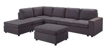 Cassia - 7 Seat Reversible Modular Sectional Sofa With Ottoman Lilola Home
